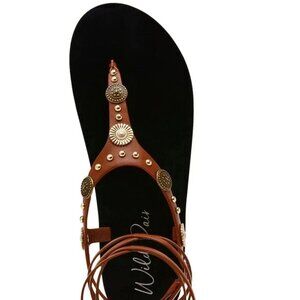 Wild Pair Earheart Thong Lace-Up Flat Cognac Smooth 7.5M-Retail $59